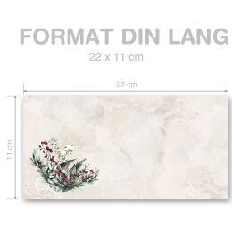 MISTLETOE Briefumschläge Christmas world CLASSIC 25 envelopes (windowless), DIN LONG (220x110 mm), DLOF-7003-25