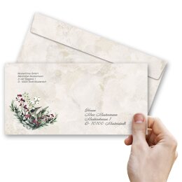 25 patterned envelopes MISTLETOE in standard DIN long format (windowless)