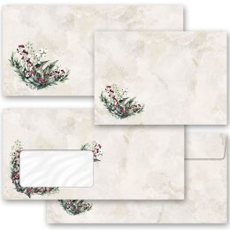 25 patterned envelopes MISTLETOE in standard DIN long format (windowless)