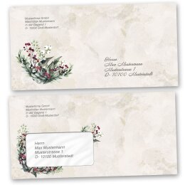 Briefumschläge Weihnachten, MISTELZWEIGE 25 Briefumschläge (mit Fenster) - DIN LANG (220x110 mm) | selbstklebend | Online bestellen! | Paper-Media
