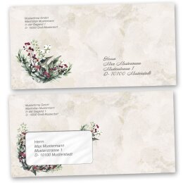 Envelopes Christmas, MISTLETOE 50 envelopes (with window) - DIN LONG (220x110 mm) | Self-adhesive | Order online! | Paper-Media