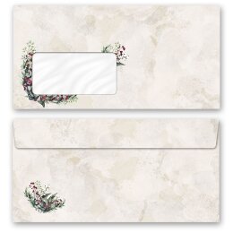 100 patterned envelopes MISTLETOE in standard DIN long format (with windows) Christmas, Christmas world, Paper-Media