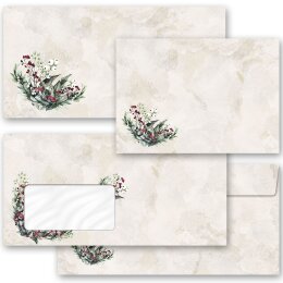 10 patterned envelopes MISTLETOE in C6 format (windowless)