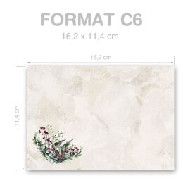 Briefumschläge Weihnachten, MISTELZWEIGE 25 Briefumschläge - DIN C6 (162x114 mm) | selbstklebend | Online bestellen! | Paper-Media