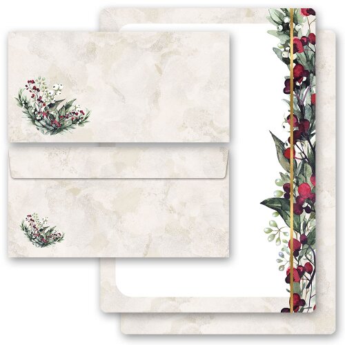 40-pc. Complete Motif Letter Paper-Set MISTLETOE Christmas, Christmas motif, Paper-Media