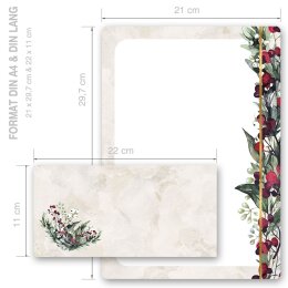 Motiv-Briefpapier Set MISTELZWEIGE - 100-tlg. DL (ohne Fenster)