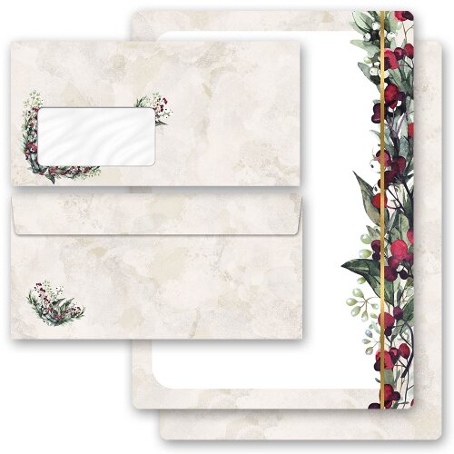 200-pc. Complete Motif Letter Paper-Set MISTLETOE Christmas, Christmas motif, Paper-Media