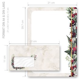 200-pc. Complete Motif Letter Paper-Set MISTLETOE