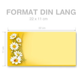 25 patterned envelopes CHAMOMILE in standard DIN long format (windowless)