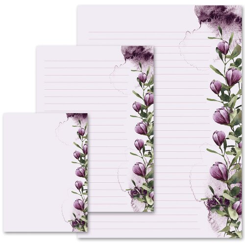 100 Blatt Motivpapier-5143 A4 Briefpapier violett farbige Blumen Ornamente 