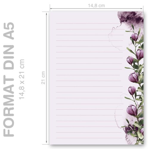 Briefpapier - Motiv KROKUSSE | Blumen & Blüten | Hochwertiges DIN A5 Briefpapier - 100 Blatt | 90 g/m² | einseitig bedruckt | Online bestellen!