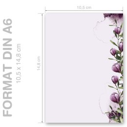Briefpapier - Motiv KROKUSSE | Blumen & Blüten | Hochwertiges DIN A6 Briefpapier - 100 Blatt | 90 g/m² | einseitig bedruckt | Online bestellen!