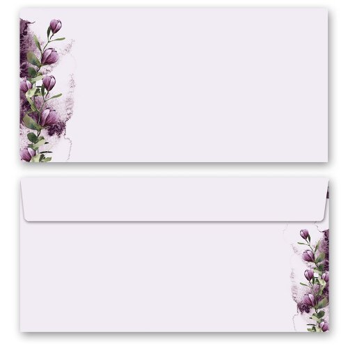 10 patterned envelopes CROCUSES in standard DIN long format (windowless) Flowers & Petals, Spring, Paper-Media