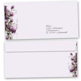 Envelopes Flowers & Petals, CROCUSES 100 envelopes (windowless) - DIN LONG (220x110 mm) | Self-adhesive | Order online! | Paper-Media