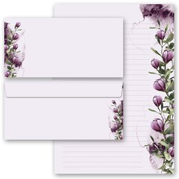 20-pc. Complete Motif Letter Paper-Set CROCUSES Flowers &...