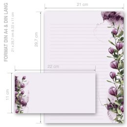 100-pc. Complete Motif Letter Paper-Set CROCUSES