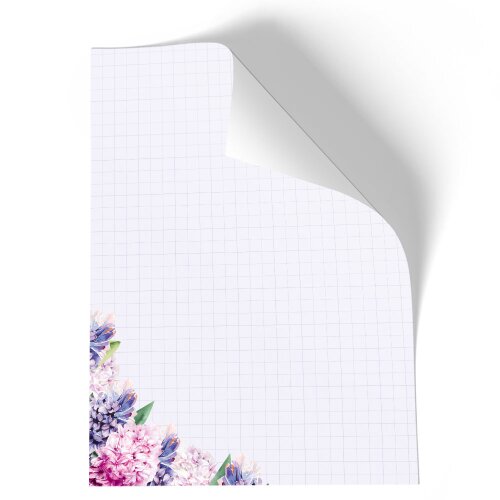 Briefpapier - Motiv HYAZINTHEN | Blumen & Blüten | Hochwertiges DIN A5 Briefpapier - 250 Blatt | 90 g/m² | einseitig bedruckt | Online bestellen!