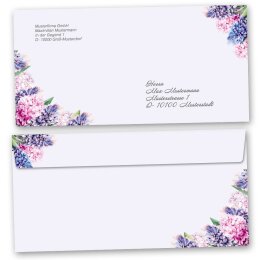 Enveloppes Fleurs & Pétales, JACINTHES 50 enveloppes (sans fenêtre) - DIN LANG (220x110 mm) | Auto-adhésif | Commander en ligne! | Paper-Media