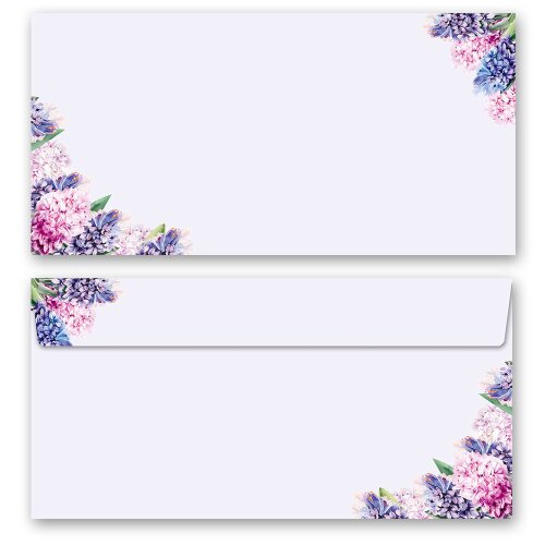 100 patterned envelopes HYACINTHS in standard DIN long format (windowless) Flowers & Petals, Wide selection, Paper-Media
