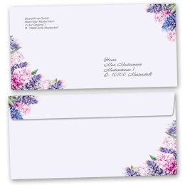 Briefumschläge Blumen & Blüten, HYAZINTHEN 100 Briefumschläge (ohne Fenster) - DIN LANG (220x110 mm) | selbstklebend | Online bestellen! | Paper-Media