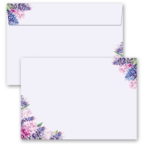 10 patterned envelopes HYACINTHS in C6 format (windowless) Flowers & Petals, Wide selection, Paper-Media