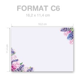 Briefumschläge Blumen & Blüten, HYAZINTHEN 50 Briefumschläge - DIN C6 (162x114 mm) | selbstklebend | Online bestellen! | Paper-Media