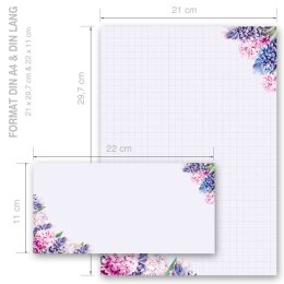 Briefpapier Set HYAZINTHEN - 40-tlg. DL (ohne Fenster)