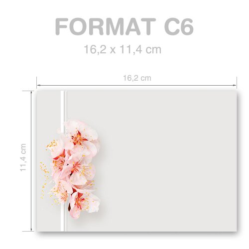 Briefumschläge Blumen & Blüten, KIRSCHBLÜTEN 50 Briefumschläge - DIN C6 (162x114 mm) | selbstklebend | Online bestellen! | Paper-Media