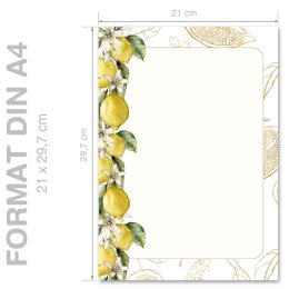 Papier à motif CITRONS 20 feuilles DIN A4