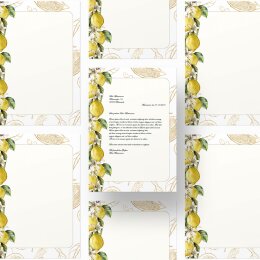 50 fogli di carta da lettera decorati LIMONI DIN A4