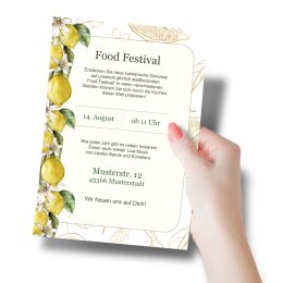 Papel de carta LIMONES - 50 Hojas formato DIN A5 - Alimentos & Bebidas