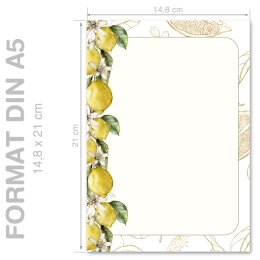 LEMONS Briefpapier Fruit CLASSIC 50 sheets, DIN A5 (148x210 mm), A5C-169-50