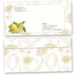 Envelopes Food & Drinks, LEMONS 10 envelopes (windowless) - DIN LONG (220x110 mm) | Self-adhesive | Order online! | Paper-Media