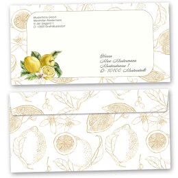 10 patterned envelopes LEMONS in C6 format (windowless)