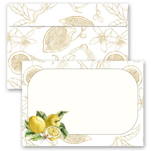 25 patterned envelopes LEMONS in C6 format (windowless) Food & Drinks, Fruit, Paper-Media