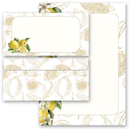 Briefpapier Set ZITRONEN - 20-tlg. DL (ohne Fenster) Essen & Trinken, Obst-Früchte, Paper-Media