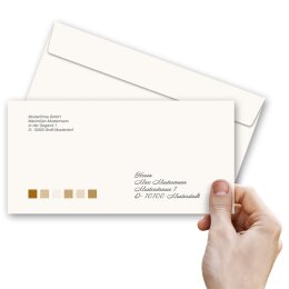 25 patterned envelopes SQUARES in standard DIN long format (windowless)