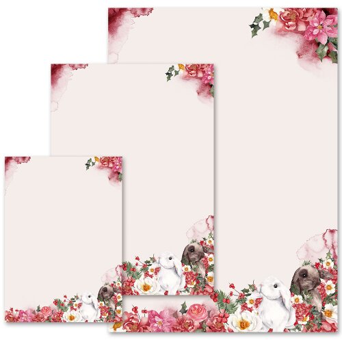 Carta da lettera decorati CONIGLIETTI DI FIORE Fiori &...