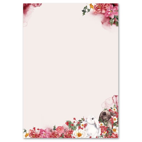 Motif Letter Paper! FLOWER BUNNIES 20 sheets DIN A4 Flowers & Petals, Animals Spring motif Paper-Media