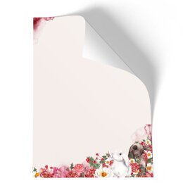 Briefpapier - Motiv BLUMENHASEN | Blumen & Blüten | Hochwertiges DIN A4 Briefpapier - 20 Blatt | 90 g/m² | einseitig bedruckt | Online bestellen!