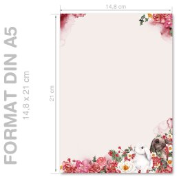 FLOWER BUNNIES Briefpapier Spring motif CLASSIC 100 sheets Paper-Media A5C-170-100