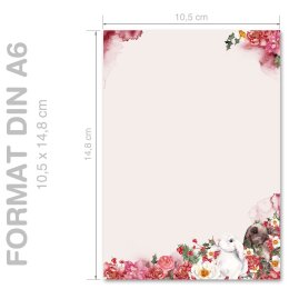 FLOWER BUNNIES Briefpapier Spring motif CLASSIC 100 sheets Paper-Media A6C-701-100
