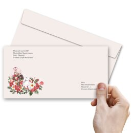 10 enveloppes à motifs au format DIN LONG - LAPINS DE FLEURS (sans fenêtre)