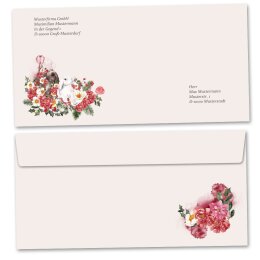 Envelopes Flowers & Petals, FLOWER BUNNIES 50 envelopes (windowless) - DIN LONG (220x110 mm) | Self-adhesive | Order online! |