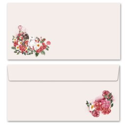 Briefumschläge BLUMENHASEN - 100 Stück DIN LANG (ohne Fenster) Blumen & Blüten, Tierwelt Frühlingsmotiv Paper-Media