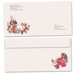 25 patterned envelopes FLOWER BUNNIES in C6 format (windowless)