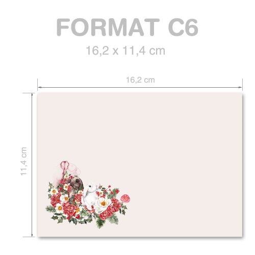 Briefumschläge Blumen & Blüten, BLUMENHASEN 100 Briefumschläge - DIN C6 (162x114 mm) | selbstklebend | Online bestellen! |