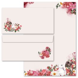 Set complet de 20 pièces LAPINS DE FLEURS Fleurs & Pétales, Animaux Motif de ressort Paper-Media