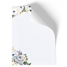 Briefpapier - Motiv HASENWIESE | Blumen & Blüten, Tierwelt | Hochwertiges DIN A4 Briefpapier - 20 Blatt | 90 g/m² | einseitig bedruckt | Online bestellen!