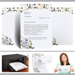 20 fogli di carta da lettera decorati Fiori & Petali, Animali PRATO DEL CONIGLIETTO DIN A4 - Paper-Media